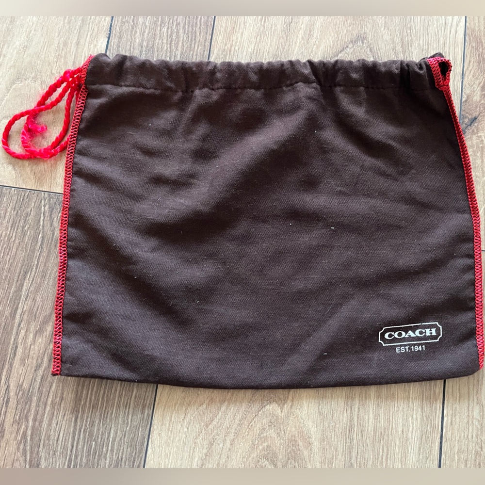 Coach Brown Drawstring Bag Red Accents